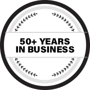 50+ Years in Business badge